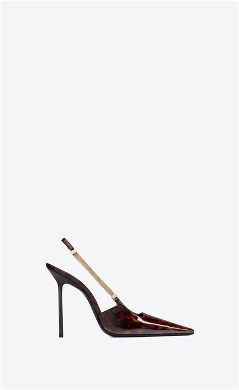 ysl tortoise shell bag|BLAKE slingback pumps in in tortoiseshell patent leather .